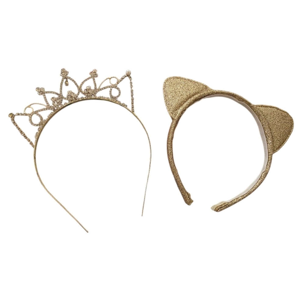 H&M Gold Kids Tiara and Cat Ear Headband Set